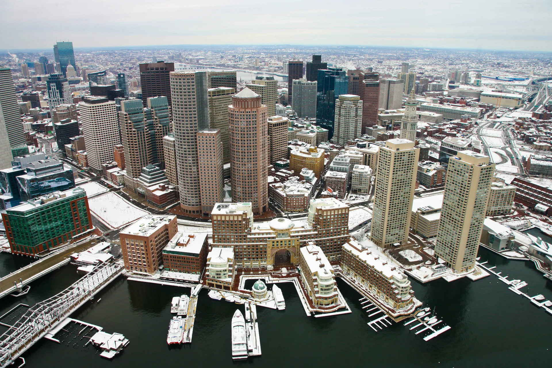 the city of Boston and many water damaged buildings