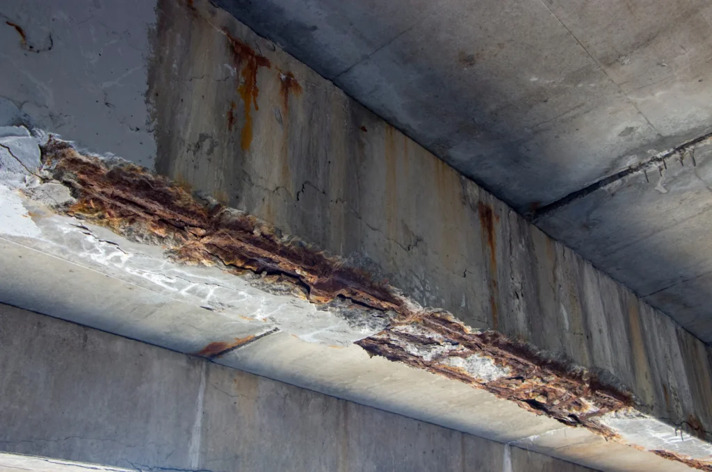 leaking parking garage walls and ceiling structures. water infiltration in parking structures