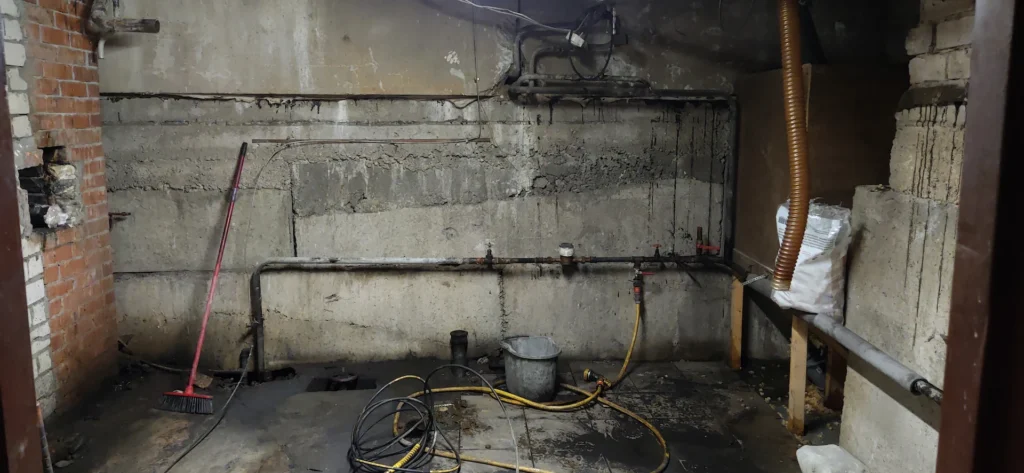 a flooded wet mechanical room