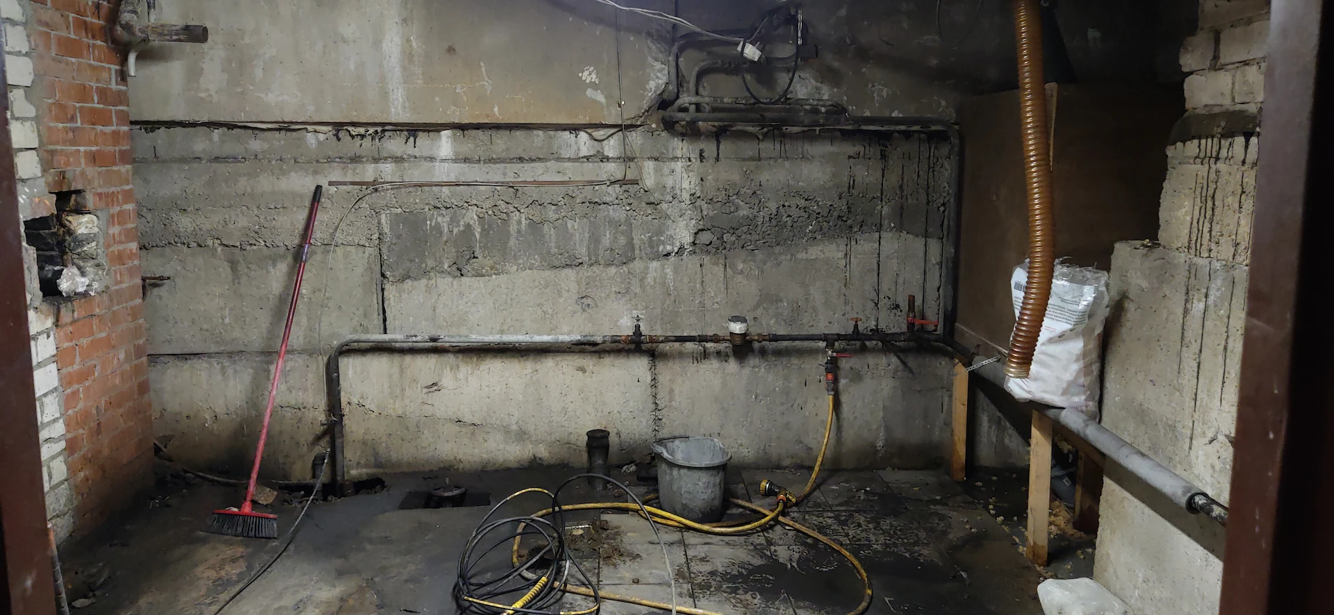 a flooded wet mechanical room