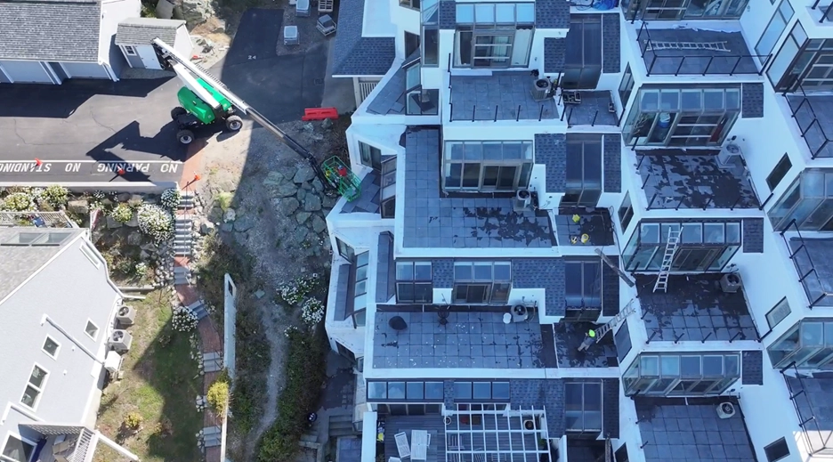 aerial view of Atlantic Hill Hull residence buildings