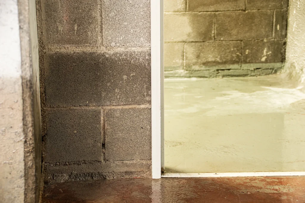 crack in a cement brick foundation