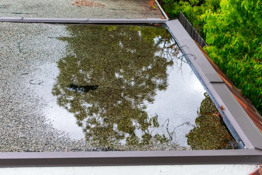 moss covered roof section