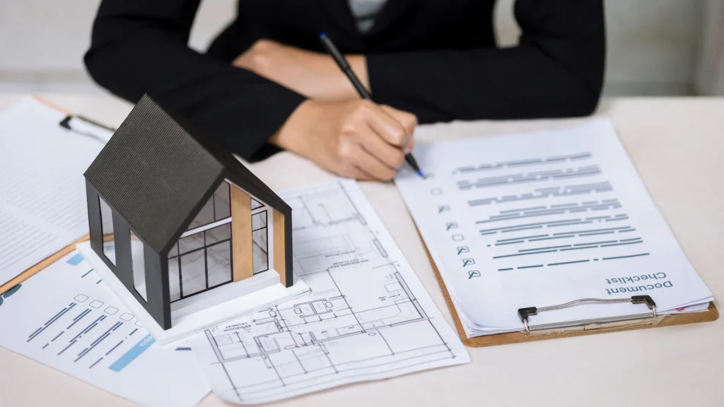 realator writing up budget details for property